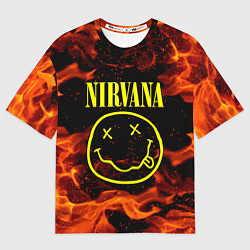 Футболка оверсайз мужская NIRVANA огонь, цвет: 3D-принт