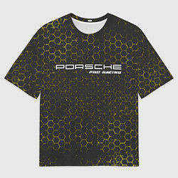 Футболка оверсайз мужская PORSCHE Pro Racing Соты, цвет: 3D-принт
