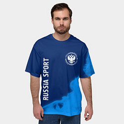 Футболка оверсайз мужская РОССИЯ - ГЕРБ Russia Sport Пламя, цвет: 3D-принт — фото 2
