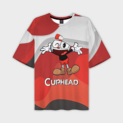 Футболка оверсайз мужская Cuphead веселая красная чашечка, цвет: 3D-принт