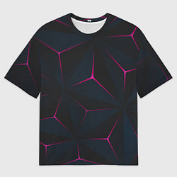 Мужская футболка оверсайз Неоновые углы На черном Фоне