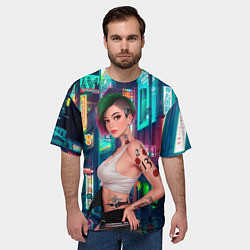 Футболка оверсайз мужская Judy Cyberpunk2077 Киберпанк, цвет: 3D-принт — фото 2