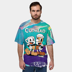 Футболка оверсайз мужская Cuphead чашечка кофе, цвет: 3D-принт — фото 2
