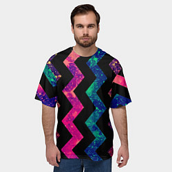 Футболка оверсайз мужская Геометрический паттерн Neon, цвет: 3D-принт — фото 2