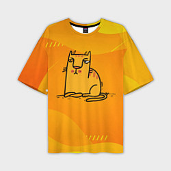 Мужская футболка оверсайз Рисованный желтый кот