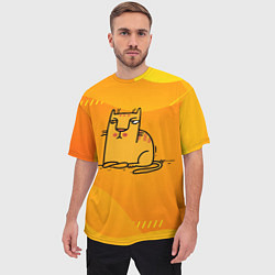Футболка оверсайз мужская Рисованный желтый кот, цвет: 3D-принт — фото 2