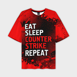 Футболка оверсайз мужская Eat Sleep Counter Strike Repeat Брызги, цвет: 3D-принт