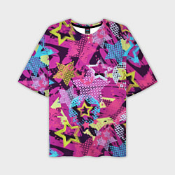 Футболка оверсайз мужская Star Colorful Pattern Fashion Neon, цвет: 3D-принт