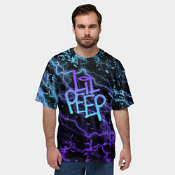Футболка оверсайз мужская Lil peep neon молнии, цвет: 3D-принт — фото 2