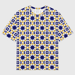 Футболка оверсайз мужская ГЕОМЕТРИЧЕСКИЙ ОРНАМЕНТ ЖЕЛТЫЙ СИНИЙ, цвет: 3D-принт