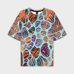 Мужская футболка оверсайз Разноцветные камушки, цветной песок, пальмовые лис