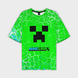 Мужская футболка оверсайз Minecraft зеленый фон