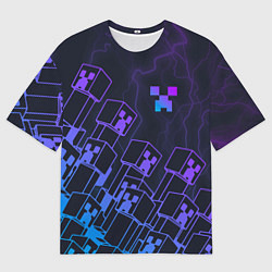 Футболка оверсайз мужская Minecraft CREEPER NEON, цвет: 3D-принт