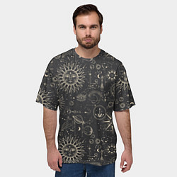 Футболка оверсайз мужская Небесные тела, созвездия, солнце, космос, мистика, цвет: 3D-принт — фото 2