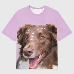 Мужская футболка оверсайз Веселая Бордер колли