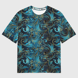 Футболка оверсайз мужская Blue Abstract Узоры, цвет: 3D-принт