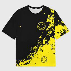 Футболка оверсайз мужская Nirvana смайл, цвет: 3D-принт