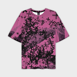 Футболка оверсайз мужская Кресты и хаос На розовом Коллекция Get inspired! F, цвет: 3D-принт