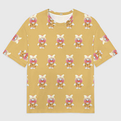 Футболка оверсайз мужская Уточка lalafanfan паттерн на оранжевом, цвет: 3D-принт