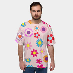 Футболка оверсайз мужская Мультяшные цветочки, цвет: 3D-принт — фото 2
