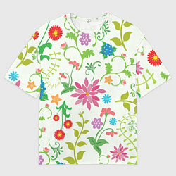 Мужская футболка оверсайз Поле полевых цветов