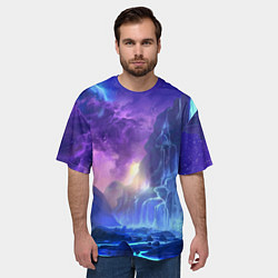 Футболка оверсайз мужская Фантастический пейзаж Водопад Неон, цвет: 3D-принт — фото 2