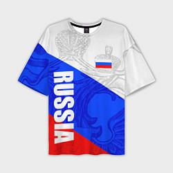 Футболка оверсайз мужская RUSSIA - SPORTWEAR - ТРИКОЛОР, цвет: 3D-принт