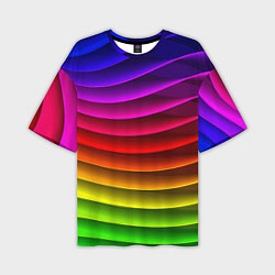 Футболка оверсайз мужская Color line neon pattern Abstraction Summer 2023, цвет: 3D-принт