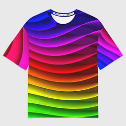 Футболка оверсайз мужская Color line neon pattern Abstraction Summer 2023, цвет: 3D-принт
