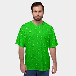 Футболка оверсайз мужская Зеленый фон с росой, цвет: 3D-принт — фото 2