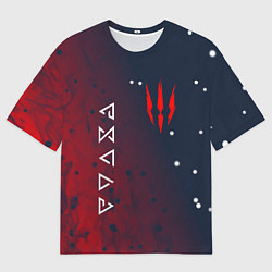 Футболка оверсайз мужская The witcher ГЕРАЛЬТ КОГОТЬ СИМВОЛЫ, цвет: 3D-принт