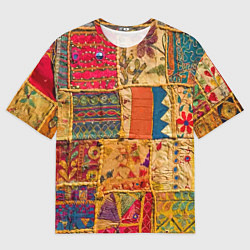Мужская футболка оверсайз Пэчворк Лоскутное одеяло Patchwork Quilt