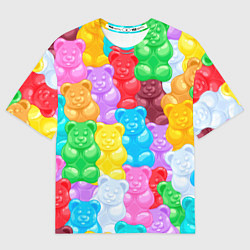 Футболка оверсайз мужская Мармеладные мишки разноцветные, цвет: 3D-принт