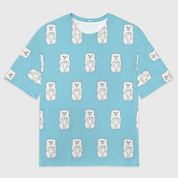 Мужская футболка оверсайз Белый котик орнамент