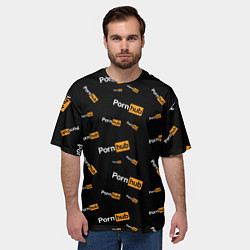 Футболка оверсайз мужская PORN HUB НАДПИСИ ПАТТЕРН, цвет: 3D-принт — фото 2