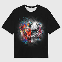 Футболка оверсайз мужская ТИГРИНЫЙ ЧЕРЕП, цвет: 3D-принт
