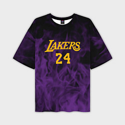 Футболка оверсайз мужская Lakers 24 фиолетовое пламя, цвет: 3D-принт