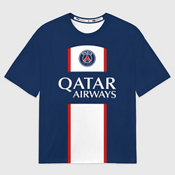 Футболка оверсайз мужская МЕССИ PSG ПСЖ ДОМАШНЯЯ ФОРМА 2223, цвет: 3D-принт