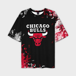 Мужская футболка оверсайз Чикаго Буллз Chicago Bulls Огонь