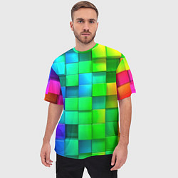 Футболка оверсайз мужская РАЗНОЦВЕТНЫЕ КУБИКИ MULTICOLORED CUBES, цвет: 3D-принт — фото 2