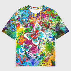 Футболка оверсайз мужская Яркое безумие Бабочки, кляксы, граффити, цвет: 3D-принт