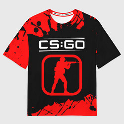 Футболка оверсайз мужская CS:GO лого с линиями и спецназом, цвет: 3D-принт