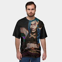 Футболка оверсайз мужская Arcane Джинкс смотрит на тебя, цвет: 3D-принт — фото 2