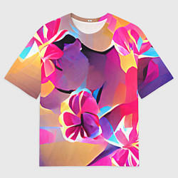 Футболка оверсайз мужская Тропические краски Цветы, цвет: 3D-принт