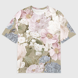 Футболка оверсайз мужская Цветы Английский Садовый Узор, цвет: 3D-принт