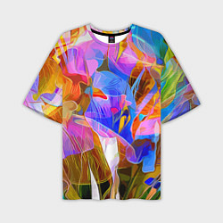 Мужская футболка оверсайз Красочный цветочный паттерн Лето Colorful floral p