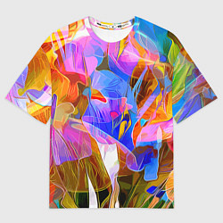 Футболка оверсайз мужская Красочный цветочный паттерн Лето Colorful floral p, цвет: 3D-принт