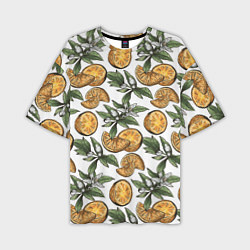 Мужская футболка оверсайз Узор из тропических апельсинов
