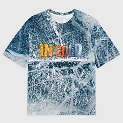 Мужская футболка оверсайз IN COLD horizontal logo with ice