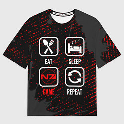 Футболка оверсайз мужская Eat, Sleep, Mass Effect, Repeat, цвет: 3D-принт